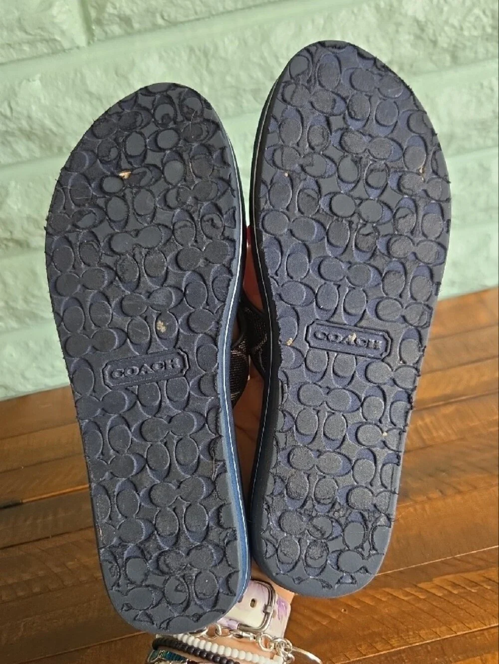Coach Navy Floral Thong Sandals Size 8